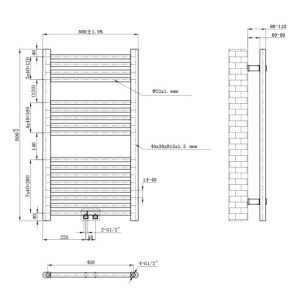 Calorifer vertical Corso-BL-2 pentru baie 90x50, negru - Img 9