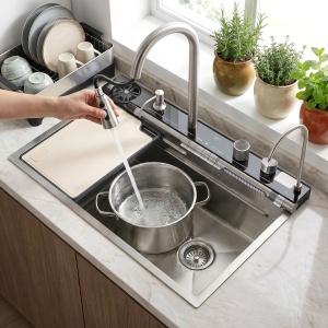 Chiuvetă bucatarie multifuncțională din oțel 10 în 1 REA Alonzo Brush Nickel - Img 9