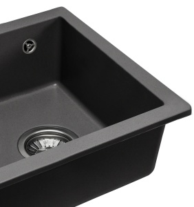 Chiuveta Bucatarie Pro GRANIT NELS BLACK, Dimensiuni 46.5 x 56 x 20 cm, 1 Cuva, Incastrabila, Forma Dreptunghiulara, Negru - Img 2