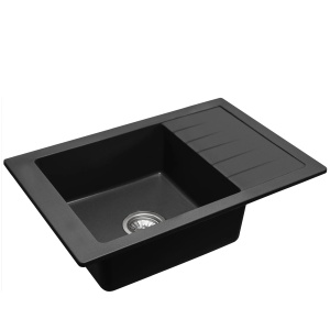 Chiuveta Bucatarie REA GRANIT STEN BLACK, Dimensiuni 48 x 79.5 x 20 cm, 1 Cuva, Picurator Reversibil, Incastrabila, Forma Dreptunghiulara, Negru - Img 7