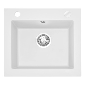 Chiuveta Bucatarie REA GRANIT WEST WHITE, Dimensiuni 44 x 48.5 x 17 cm, 1 Cuva, Incastrabila, Alb - Img 1