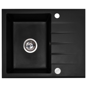 Chiuveta Bucatarie REA NORTH BLACK, Dimensiuni 48.5 x 59.5 x 18 cm, 1 Cuva, Picurator Reversibil, Incastrabila, Forma Dreptunghiulara, Negru - Img 1