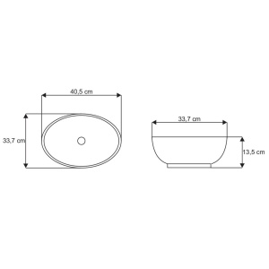 Chiuveta de blat PRO VERA White, Dimensiuni 40.5 x 33.7x 13.5 cm, Forma Ovala, Ceramica sanitara, Alb - Img 2