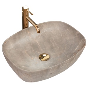 Chiuveta de blat REA FREJA BEJ, Dimensiuni 51 cm x 39.5 x 13.5 cm, Ceramica Sanitara,fara gaura baterie, Bej - Img 1