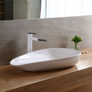 Chiuveta de blat REA Greta 75, Montaj Pe Blat, Design Deosebit, Ceramica Sanitara, Alb - Img 2
