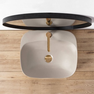 Chiuveta de blat REA LUIZA Grey 50 , Dimensiuni 50 cm x 42.5 x 15.5 cm, Ceramica Sanitara,Gaura baterie, Gri Mat - Img 4
