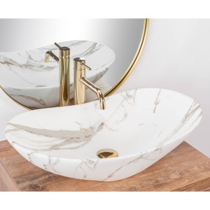 Chiuveta de blat REA ROYAL Lava Mat, Dimensiuni 60 x 35 x 15 cm, Forma Ovala, Ceramica sanitara, Alb Mat - Img 2