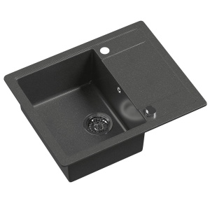 Chiuveta de bucatarie Kernau , Design Modern Cu o Singura Cuva Din Granit 57x45cm, Culoare Grafit - Img 4