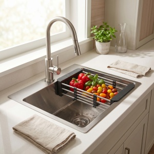 Chiuveta din inox cu set de accesorii Rea Leo 50 Brush Nickel - Img 2