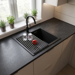 Chiuveta din otel cu set accesorii Rea Leo 40 Black - Img 3