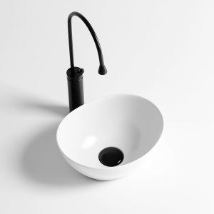 Chiuveta lavoar oval cu montaj pe blat, din ceramica alba, Lumo White Gloss 34 x 27 cm - Img 3