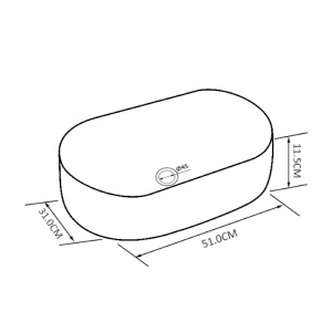 Chiuveta lavoar oval din ceramica cu montaj pe blat, alb lucios Navi 51 x 31 cm - Img 7