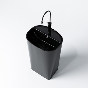 Chiuveta ovala independenta tip piedestal din ceramica Claro negru - Img 15