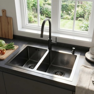 Chiuvetă pentru bucatarie din inox, neagra, Toby Black - Img 4
