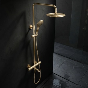 Coloana de dus cu termostat Lungo Diamond Gold Brush - Img 5