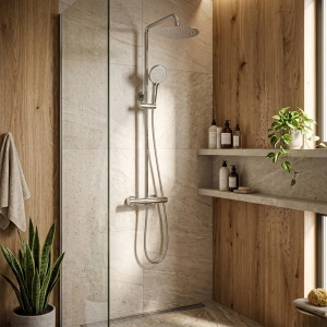 Coloana de dus fara pipa cu termostat Rea Lungo Chrome - Img 5