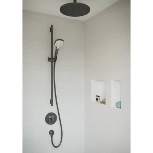 Cot conector dus Hansgrohe FixFit E negru - crom periat - Img 3