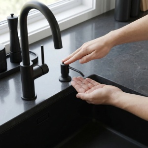 Dispenser detergent cu fixare pe chiuveta Rea LON Black - Img 2