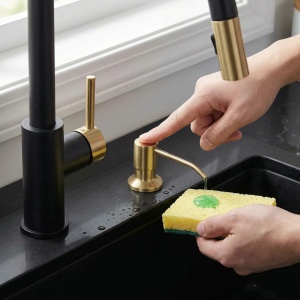 Dispenser detergent cu fixare pe chiuveta Rea LON Brush Gold - Img 4