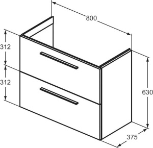 Dulap baza suspendat Ideal Standard i.Life S 80 x 37.5 x 63 cm 2 sertare stejar natural - Img 3
