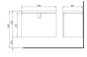 Dulap baza suspendat pentru lavoar Kolo Twins gri argintiu 80 x 46 cm - Img 2