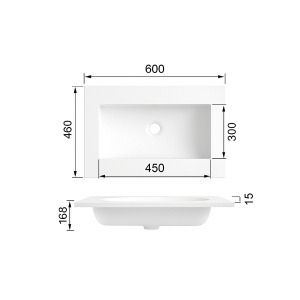 Lavoar baie incastrat din conglemerat, alb, Veldman Lotus 60 x 46 cm - Img 7