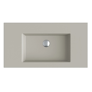 Lavoar baie incastrat din conglemerat, fara gaura baterie, bej mat, Veldman Lotus 80 x 46 cm - Img 2