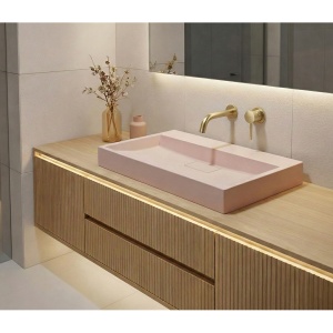 Lavoar baie roz din conglomerat fara gaura pentru baterie Veldman Dexter Pink Matt 60 x 37 cm - Img 2