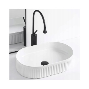Lavoar ceramic cu caneluri Veldman Verona 58 cm alb - Img 2