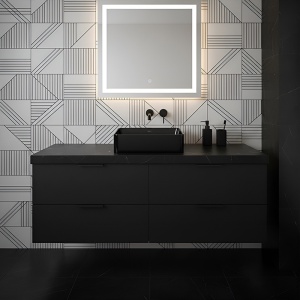 Lavoar ceramic dreptunghiular cu fixare pe blat Luxo Black Gloss 41 x 31 cm - Img 10