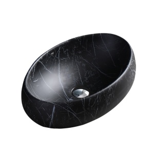 Lavoar ceramic oval cu montaj pe blat Cari Black&Marble White Matt 60 x 40 cm - Img 10
