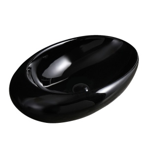 Lavoar ceramic oval cu montaj pe blat Emma Black Gloss 49 x 31 cm - Img 6