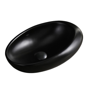 Lavoar ceramic oval cu montaj pe blat Emma Black Matt 49 x 31 cm