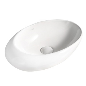 Lavoar ceramic oval cu montaj pe blat Emma White Gloss 49 x 31 cm