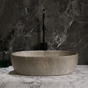 Lavoar ceramic oval cu montaj pe blat Neo Beige 48 x 34 cm - Img 12