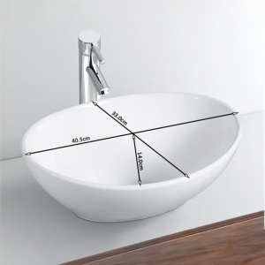 Lavoar ceramic oval cu montaj pe blat si structura aurita Lumo 40 x 33 cm - Img 7