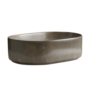 Lavoar ceramic oval din marmura bej cu montaj pe blat Navi 46 x 31 cm - Img 9