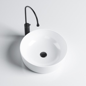 Lavoar ceramic rotund cu montaj pe blat Fino White Gloss 41 x 15 cm - Img 3