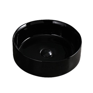 Lavoar ceramic rotund cu montaj pe blat Lava Black Gloss 36 x 12 cm - Img 9