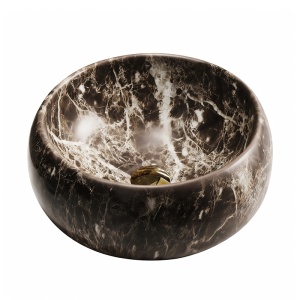 Lavoar ceramic rotund cu montaj pe blat Naomi Marble Brown 40 x 15 cm - Img 3