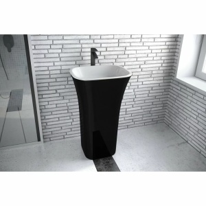 Lavoar cu fixare pe pardoseala Besco Assos negru cu alb 50x40 cm - Img 2