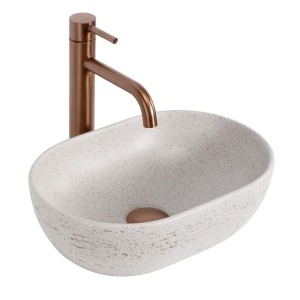 Lavoar cu montaj pe blat, oval, Mira Greige - Img 2