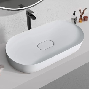 Lavoar de baie Iris , pentru blat , Dimensiune 71 cm , Culoare Alb - Img 4