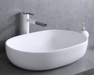 Lavoar de blat ANNA SLIM, Dimensiuni 61 x 41 x 13.5 cm, Forma Ovala, Ceramica sanitara, Alb - Img 2