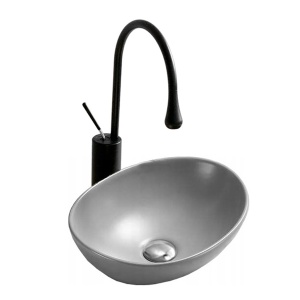 Lavoar De Blat PRO VERA, Dimensiuni 40.5 X 33 X 14 Cm, Forma Rotunda, Ceramica Sanitara, Gri, Finisaj Mat - Img 1