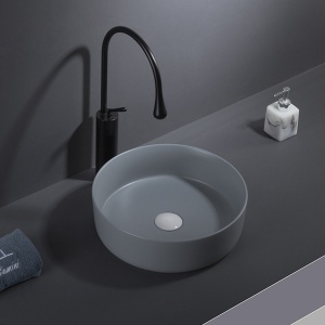 Lavoar De Blat PRO VERONA, Dimensiuni 36 X 36 X 12 Cm, Forma Rotunda, Ceramica Sanitara, Gri Inchis - Img 4