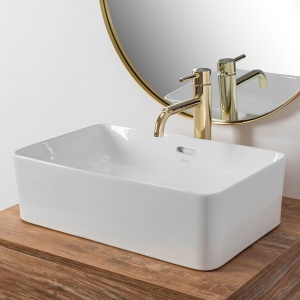 Lavoar De Blat REA BERTA 48, Dimensiuni 48.5 X 31.5 X 4.51 Cm, Montaj Pe Blat, Design Deosebit, Ceramica Sanitara, Alb - Img 4