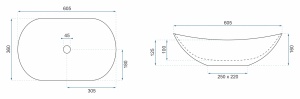 Lavoar De Blat REA ROYAL AIAX SHINY, Dimensiuni 60.5 X 36 X 10 Cm, Forma Ovala, Ceramica Sanitara, Gri/Maro - Img 5