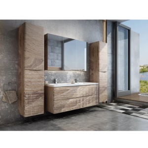 Lavoar dublu incastrat in blat, alb cu gaura robinet Veldman Lotus 120 x 46 cm - Img 4