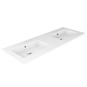 Lavoar dublu incastrat in blat, alb fara gaura robinet Veldman Lotus 120 x 46 cm
